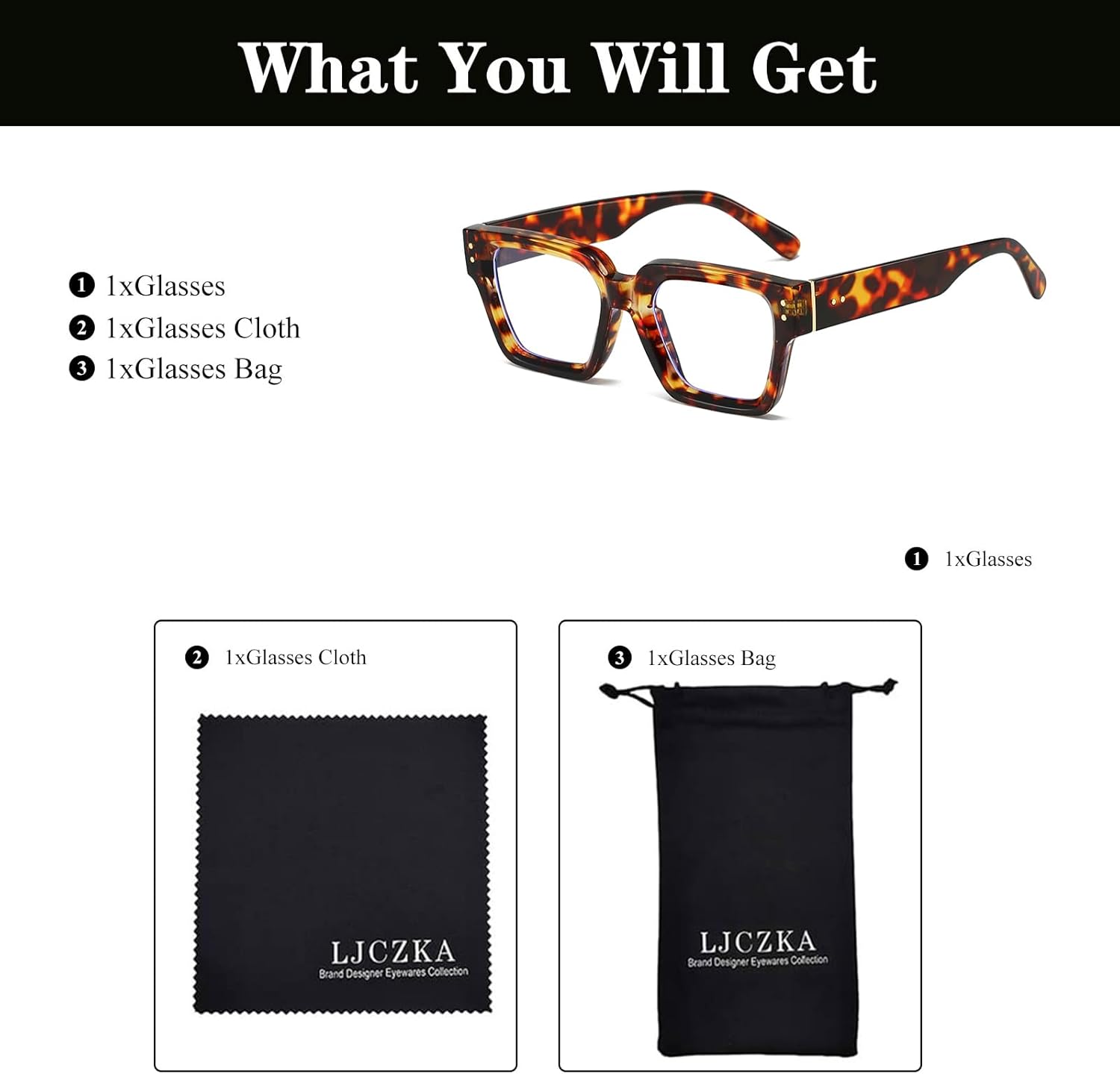 LJCZKA Square Blue Light Blocking Glasses for Women Men Chunky Thick Frame Glasses Anti Eyestrain Headache Computer Gaming Eyeglasses - Image 5