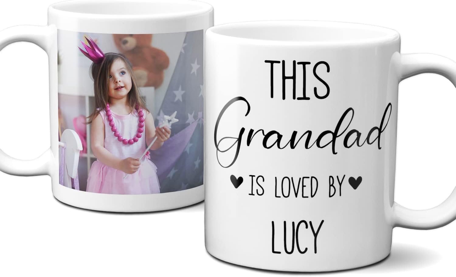 Thoughtful Gifts Premium Personalised Mug for Grandad, Add Name and a Special Photo, Cup Father’s Day, Photo Day Mug, Gift Christmas or Birthday Present