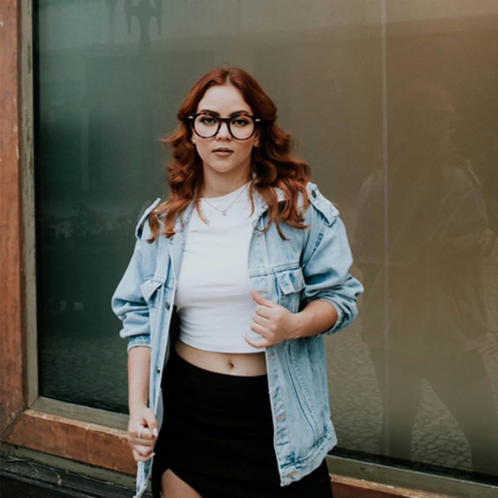 YAMEIZE Small Round Blue Light Blocking Glasses Women Men Retro Clear Lens Glasses Computer Glasses - Image 6