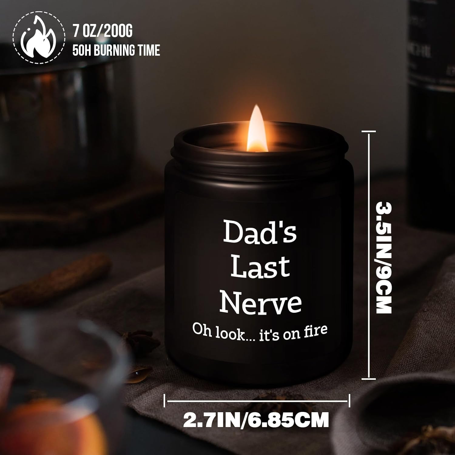 Father's Day Gifts for Dad from Daught Son Dad Gift for Birthday Christmas, Presents for Daddy Father Stepdad Funny Dad's Last Nerve Candle, 200g Men's Sandalwood Soy Wax Scented Candles - Image 5
