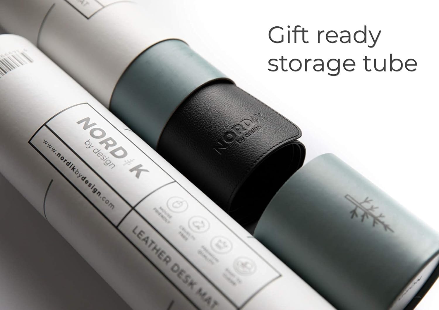 Nordik Leather Desk Mat Cable Organiser - Pebble Black 89 X 43 cm - Premium Extended Mouse Mat for Home Office Accessories - Felt Vegan Large Leather Desk Pad Protector & Desk Blotter Pads Mats - Image 2