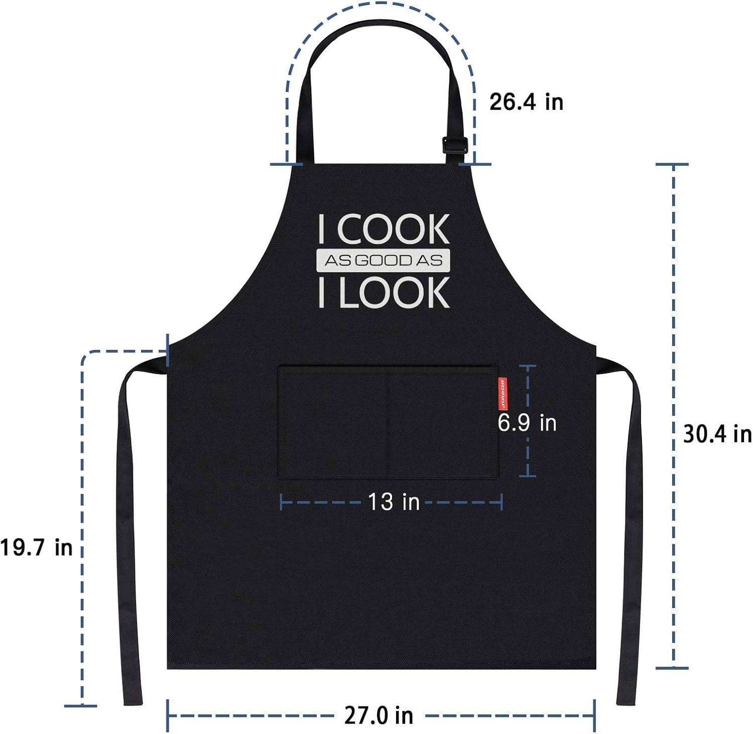 Cotton Aprons for Women Men, Funny Kitchen Cooking Aprons with 2 Pockets, Christmas Gifts for Women Men Dad Mum Wife Husband Girlfriend and Boyfriend - Image 3
