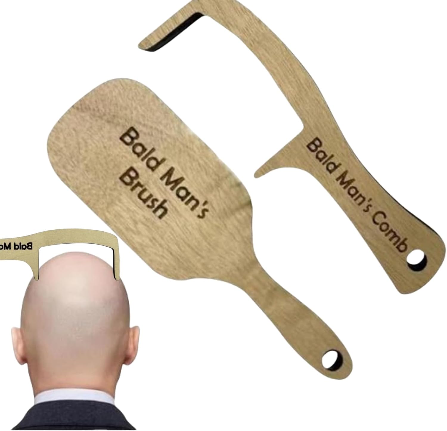 Bald Man Comb Joke Set, Funny Hairless Combing Brush Gag Gifts for Men, Humorous Toothless Combs Blad Mans Brush for Trick Friends Gift