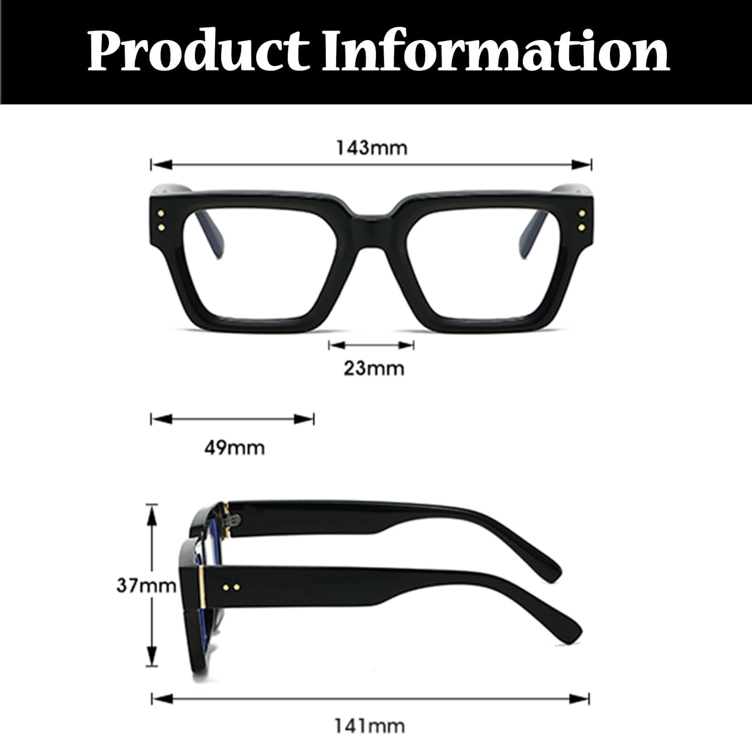 LJCZKA Square Blue Light Blocking Glasses for Women Men Chunky Thick Frame Glasses Anti Eyestrain Headache Computer Gaming Eyeglasses - Image 3