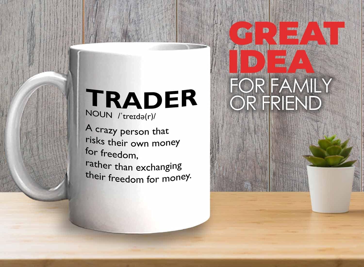 Bubble Hugs Stock Market Coffee Mug - Trader Definition Crazy Person - Day Trader Brokers Financial Adviser Investor Office Saving Investing Trading Planner 11oz White - Image 2