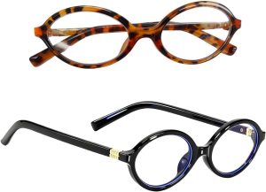 2PCS Retro Oval Blue Light Glasses ...