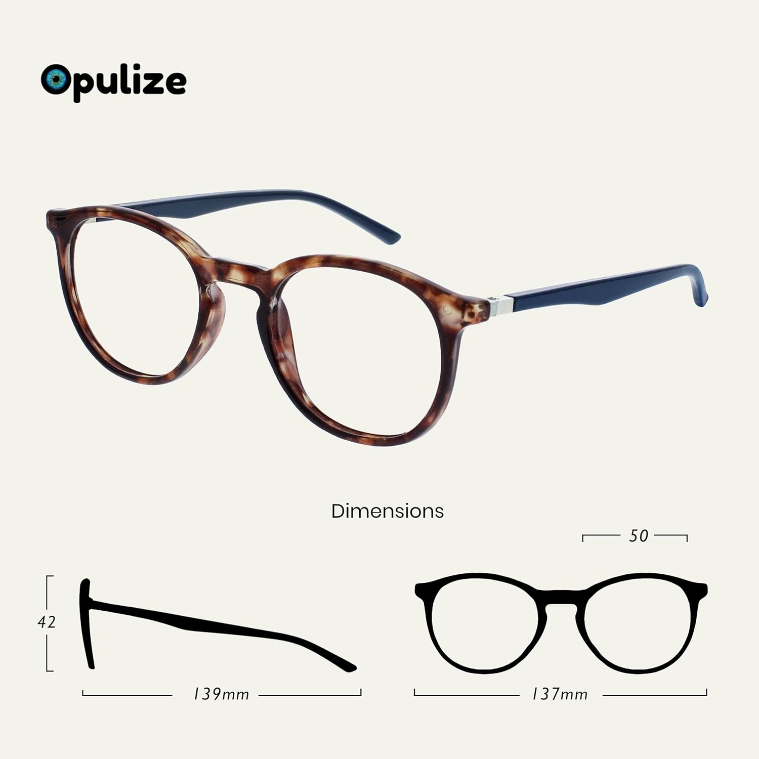 OPULIZE MET Blue Light Blocking Reading Glasses for Women Men, Slim Round Frame with Scratch Resistant and Spring Hinges, Computer Glasses with Anti-Reflective, Brown +0 (Pack of 1) - Image 2