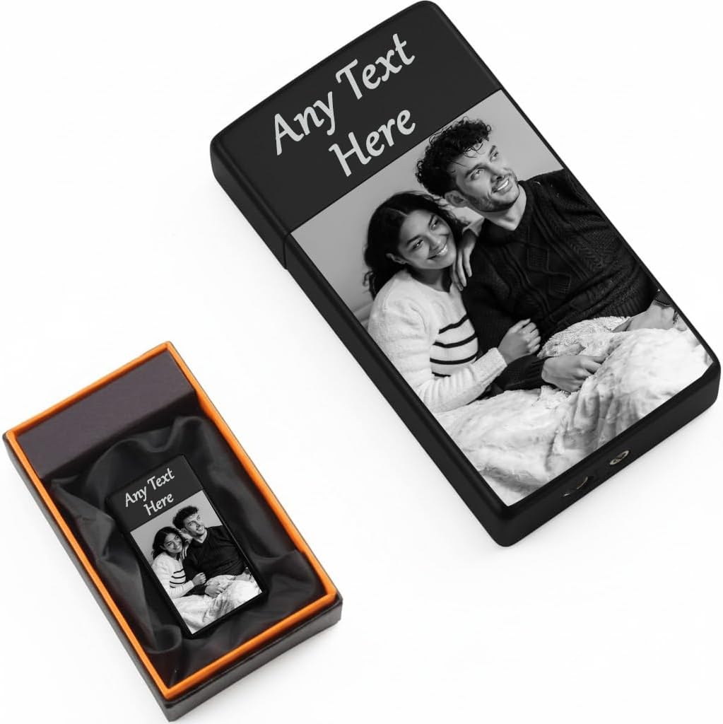 Christmas Personalised Engraved Flame Lighter for Men - Custom Photo & Text for Dads, Husbands, GrandDads,Boyfriends - Stylish Gift Idea Black,Silver & Gold (Black) - Image 5