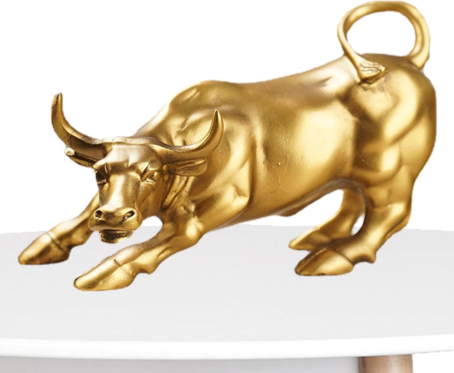 Wall Street Bull Sculpture - Resin Charging Ox Desk Art Decor, Stock Market Figurine, Financial Symbol | Iconic Office Desktop Accent Traders Executives Analysts Finance Leaders Display