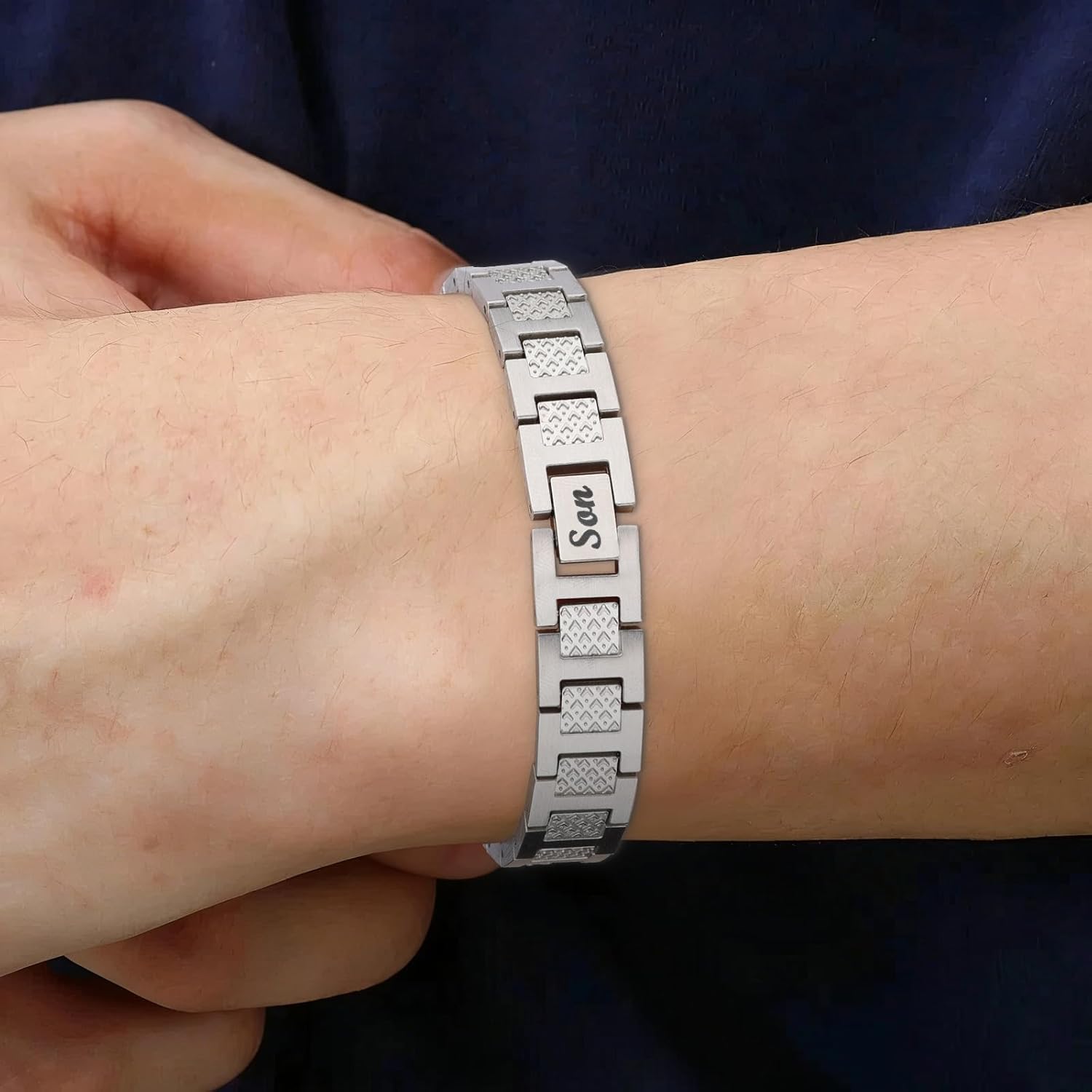 Bracelet Gifts for Men Boys Dad Son Husband Stainless Steel Chain Bracelet Jewellery Presents for Birthday Fathers Day Christmas Valentines Day with Gift Box - Image 2