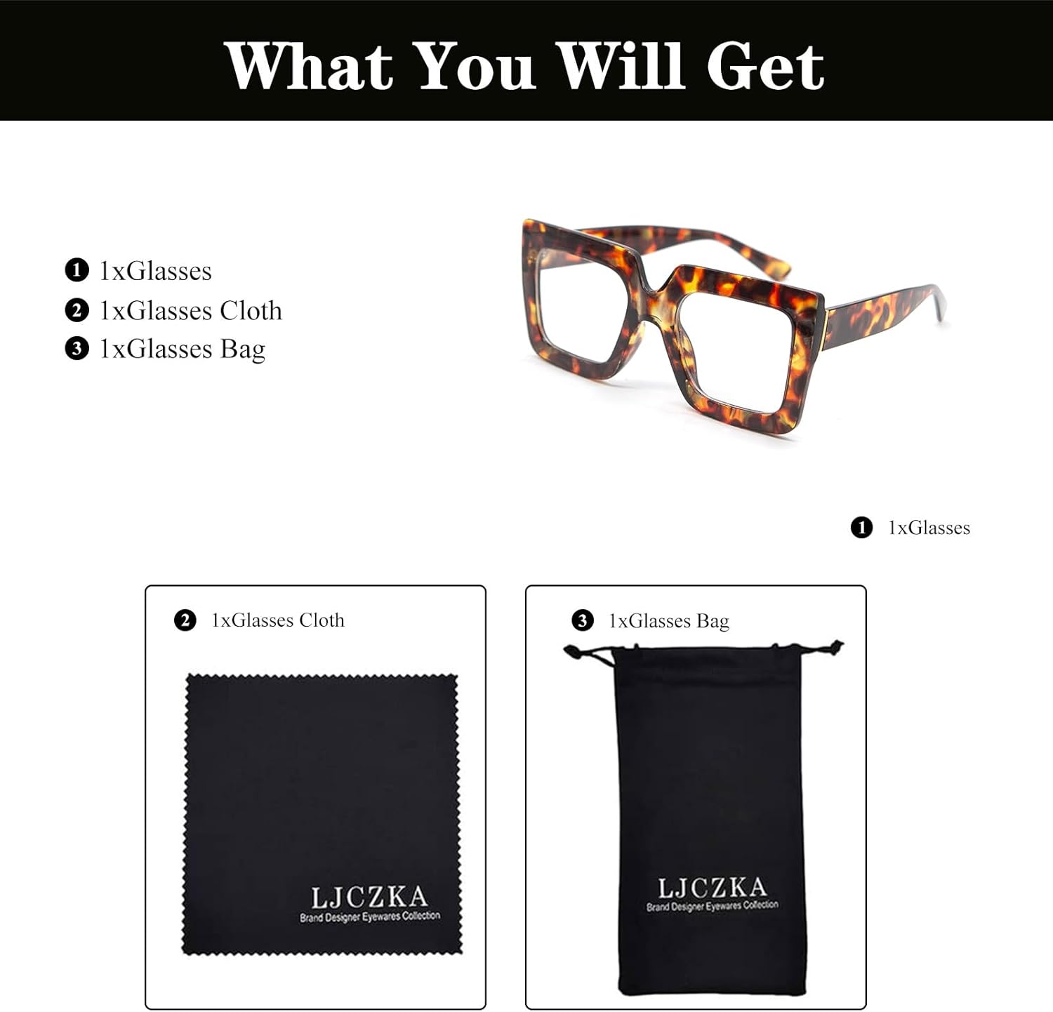 LJCZKA Blue Light Blocking Glasses for Women Oversized Square Anti Blue Light Glasses Big Thick Frame Chunky Computer Gaming Anti Glare Eyeglasses - Image 5