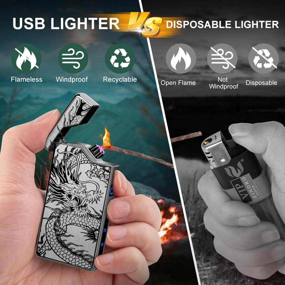 Valentines Gifts for Him Boyfriend Men: Electric Arc Plasma Dragon Lighter, Portable Rechargeable USB C Lighter Windproof and Flameless for Outdoor Camping Hiking, Cool Gadgets for Men - Image 5