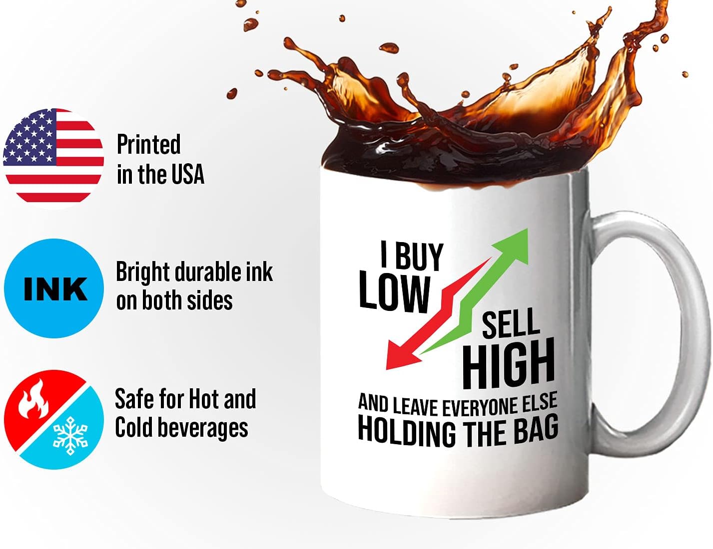 Stock Trader Coffee Mug 11oz White - Leave Everyone Else Holding The Bag - Day Trader Stock Market Funny Market, Currency, Exchange, Stock Trading, Rally - Image 4