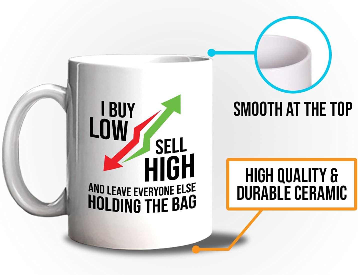 Stock Trader Coffee Mug 11oz White - Leave Everyone Else Holding The Bag - Day Trader Stock Market Funny Market, Currency, Exchange, Stock Trading, Rally - Image 5