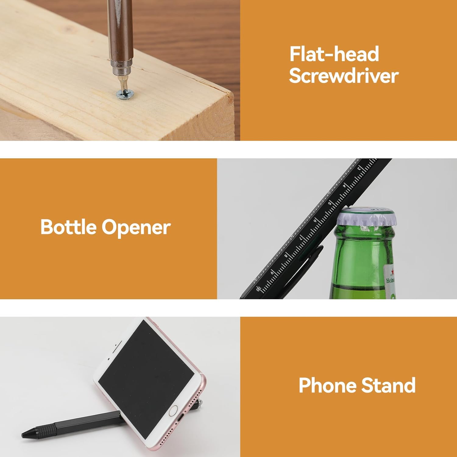 9 in 1 Multi Tool Pen with Stylus, Screwdrivers, Ruler and LED Torch, Tactical Pen Gift Set for Men Pocket Multitool DIY, Office Outdoor Cool Gadgets for Him Dad Xmas Thanksgiving Gifts - Image 6