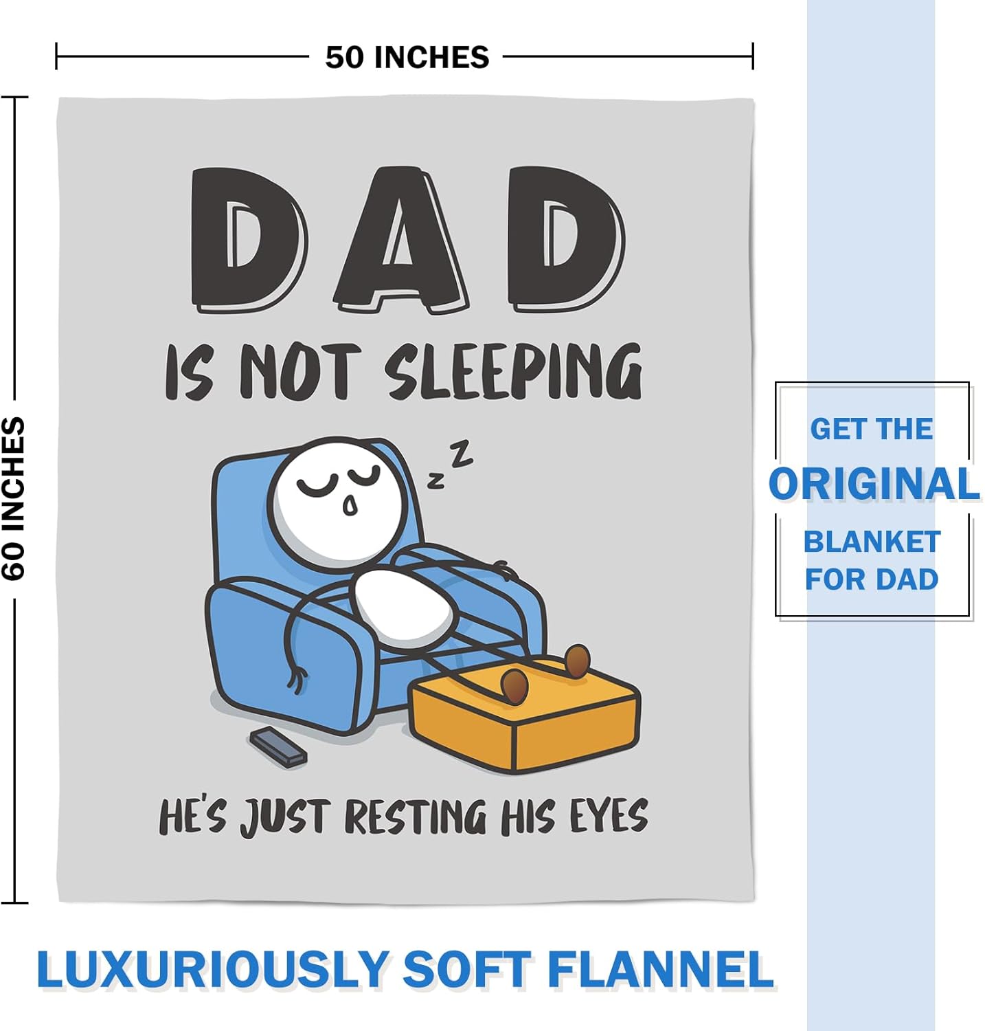 Dad Gifts for Birthday Valentines Day, Dad is Not Sleeping Blanket, Super Soft Throws for Couch and Napping, Father to be, Daddy Gift from Daughter Son, 50" x 60” - Image 7