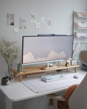 Dual Monitor Stand Riser, Bamboo Mo...