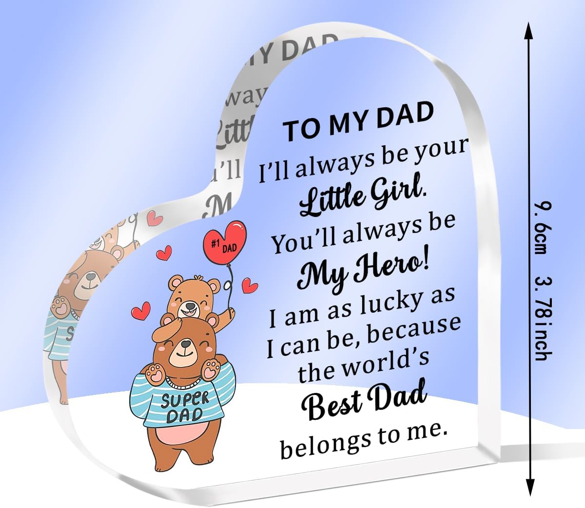 Dad Gifts from Daughter Heart-shaped Acrylic Father Daughter Gifts Plaque Keepsake,Christmas Birthday Present for Dad Father’s Day Gifts for Dad From Daughter - Image 2