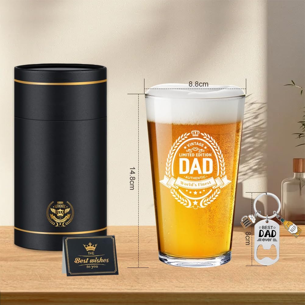 Dad Birthday Gift Beer Glass,Father’s Day Present,Christmas Gifts for Dad, Daddy Birthday Idea,Beer Glass for Men,Gifts for Him,Gift Sets for Men - Image 2