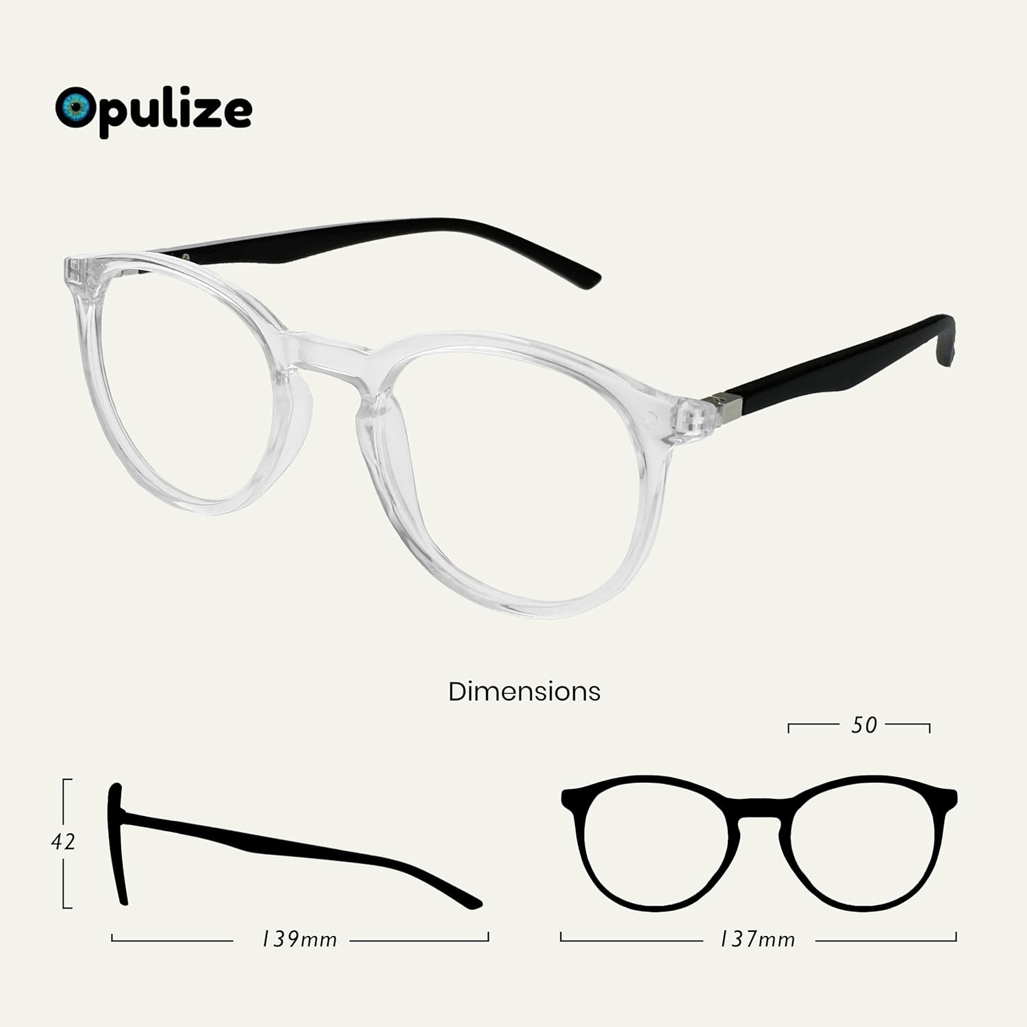 OPULIZE MET Blue Light Blocking Reading Glasses for Women Men, Slim Round Frame with Scratch Resistant and Spring Hinges, Computer Glasses with Anti-Reflective, Clear +0 (Pack of 1) - Image 2