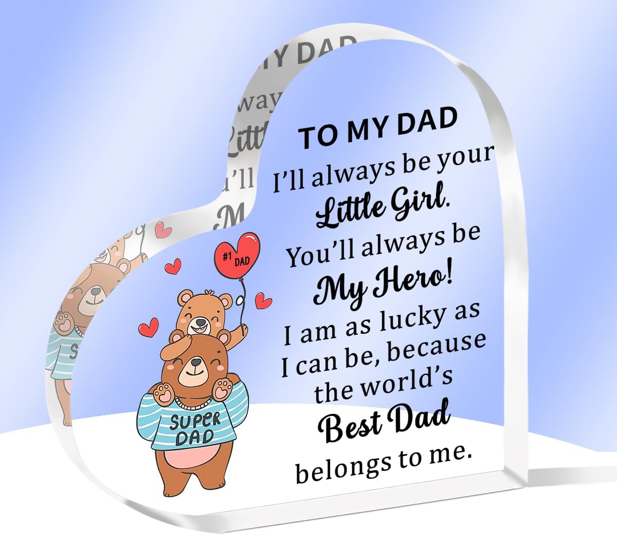 Dad Gifts from Daughter Heart-shaped Acrylic Father Daughter Gifts Plaque Keepsake,Christmas Birthday Present for Dad Father’s Day Gifts for Dad From Daughter