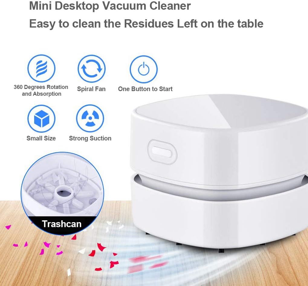 GuDoQi Desktop Vacuum Cleaner, USB Rechargeable Table Dust Sweeper, 90 Minutes Runtime, 360° Rotatable Cordless Dust Cleaner for Home, School, Office, Keyboard - Image 2