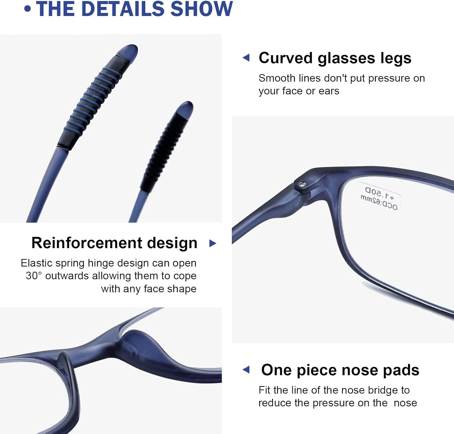 DOOViC Lightweight Reading Glasses Blue Light Blocking Flexible Tr90 Frame TR259 - Image 4