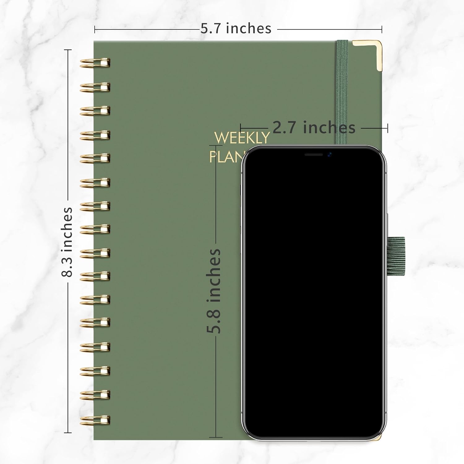 RETTACY Undated Planner - Diary Planner Notebook, Weekly and Monthly Journals for Women,53 Weeks & Daily Planning with 24 Self-Adhesive Tabs, Hardcover,100GSM Paper, 14.5x21cm - Light Green - Image 7