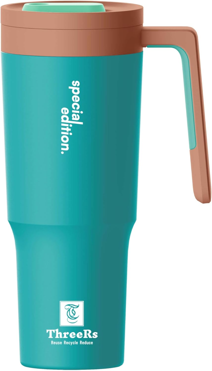 40oz Tumbler with Straw, Lid and Handle,1200ml Travel Mug with Handle, Water Bottle Thermos for Hot and Cold Coffee, Leak Proof Insulated Stanleys Cup (Teal)