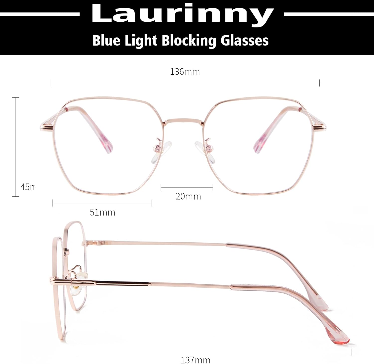 Blue Light Blocking Glasses Retro Hexagonal Metal Frame Gaming Glasses Anti Glare Glasses - Image 4