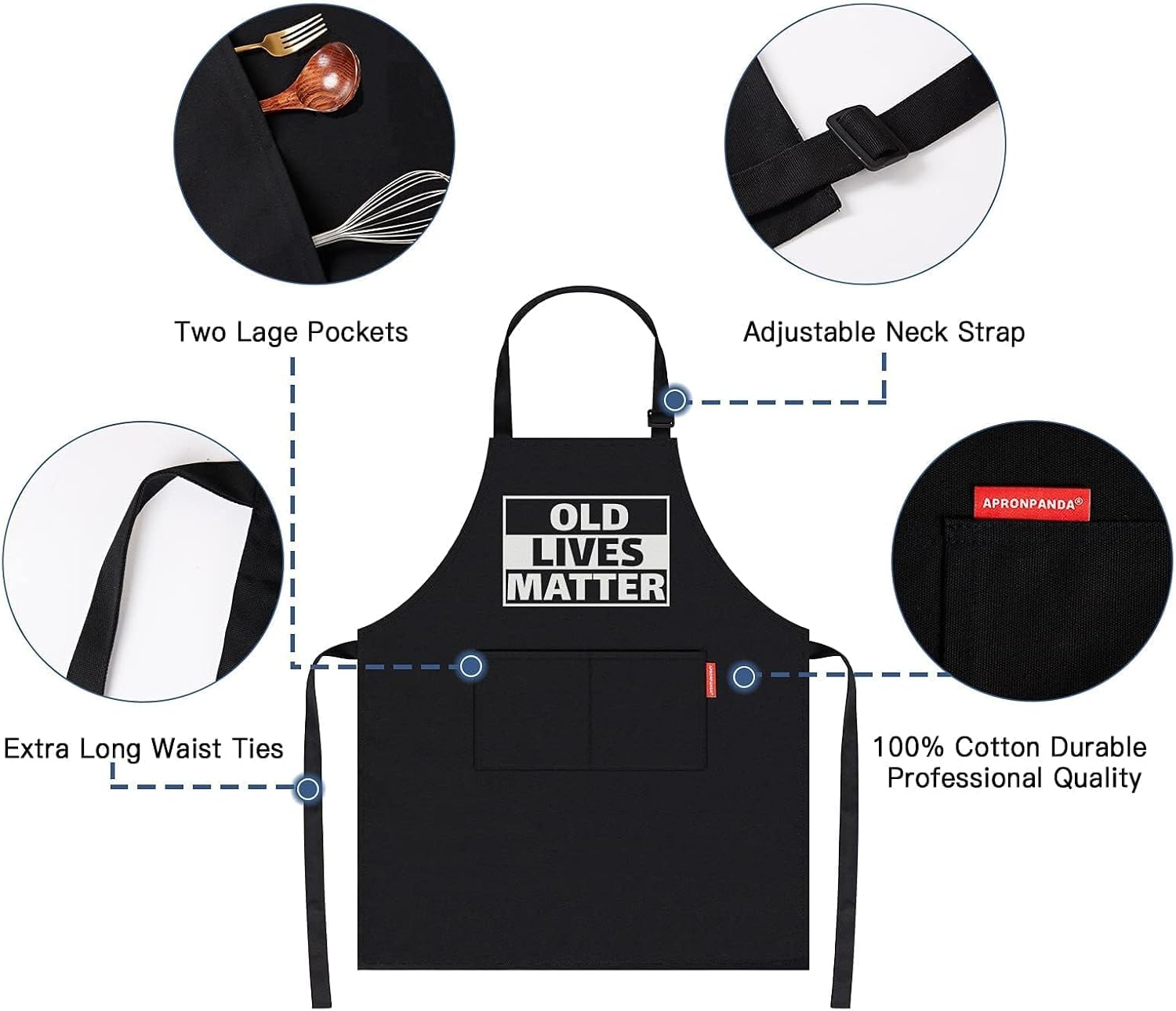 Old Lives Matter Kitchen Aprons - Funny Christmas Gifts Birthday or Retirement Gifts for Mom, Dad, Grandpa, Grandma - 50th 60th 70th Birthday Gifts for Men Women - Image 2