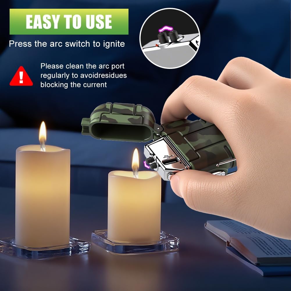 Electric Arc Plasma Lighter USB C Rechargeable, Flameless Windproof Lighter for Outdoor Camping and Hiking, Pocket Lighters for Men, Stocking Fillers for Men - Image 7