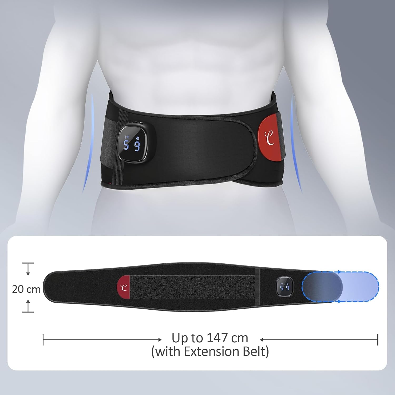 Comfytemp Cordless Heated Back with Massager, Rechargeable Back Heat Pad for Lower Back Soothing, Portable Heating Waist Wrap Belt, 9 Heat 5 Vibration 3 Intensity, APP Control, Gifts for Mom Dad - Image 8