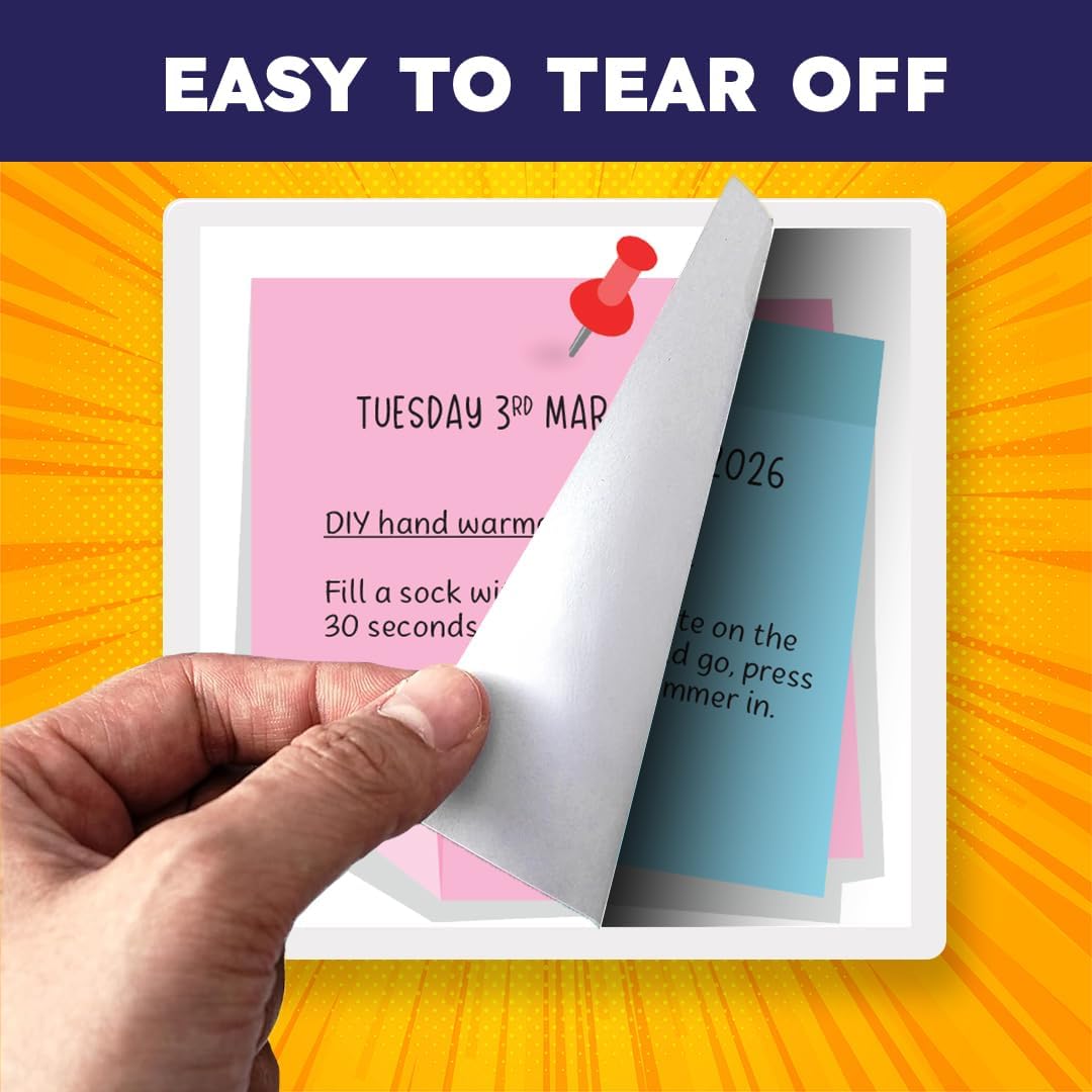 2026 Daily Life Hacks Desk Calendar – Peel-Off Smart Tips & Tricks – Ideal Birthday Gift for Adults & Coworkers, Birthday Idea Mother's Day Gifts – With Stand & UK Dates - Image 2
