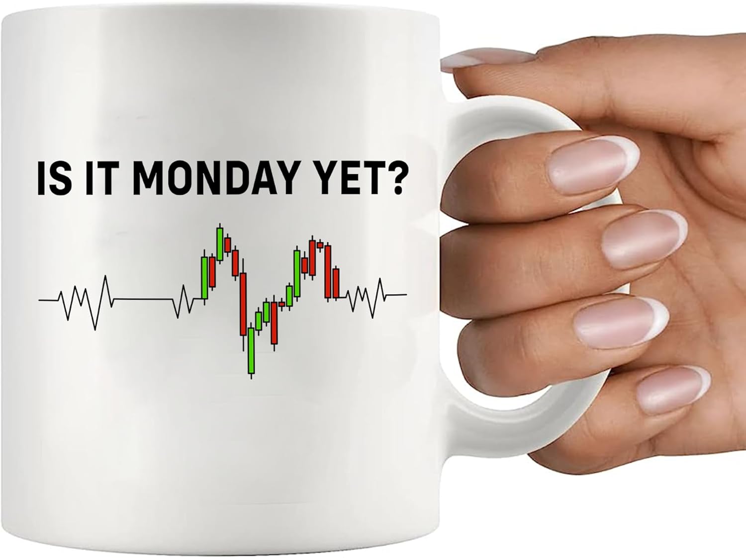 Panvola Is it Monday Yet Heartbeat Traders Gifts Investor Day Trading Stock Market Novelty Drinkware Ceramic Mug 11 oz White - Image 7