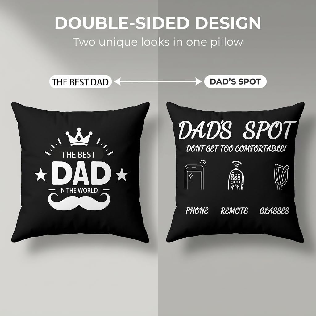 Dad Gifts Set, Cushion Cover, Mug and Keychain Set Gift, Double-Sided 45x45cm Throw Pillow Cover with Pockets, Christmas Birthday Gifts for Dad from Son Fathers Day - Image 2