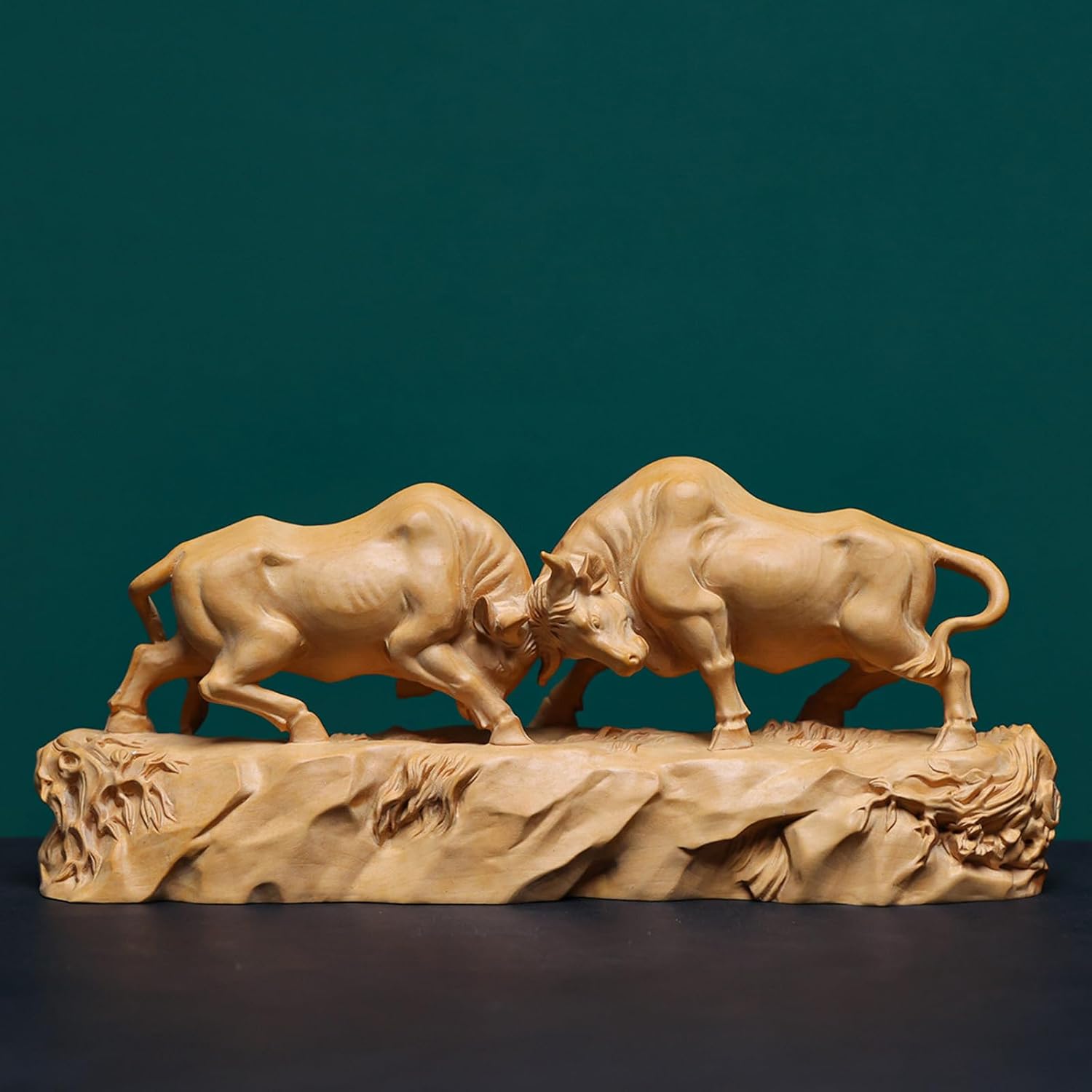 Bull Statue Feng Shui Wall Street Bull Statue,Miniature Boxwood Bull Home Decor, Stock Market Charging Bull Sculpture - Image 6