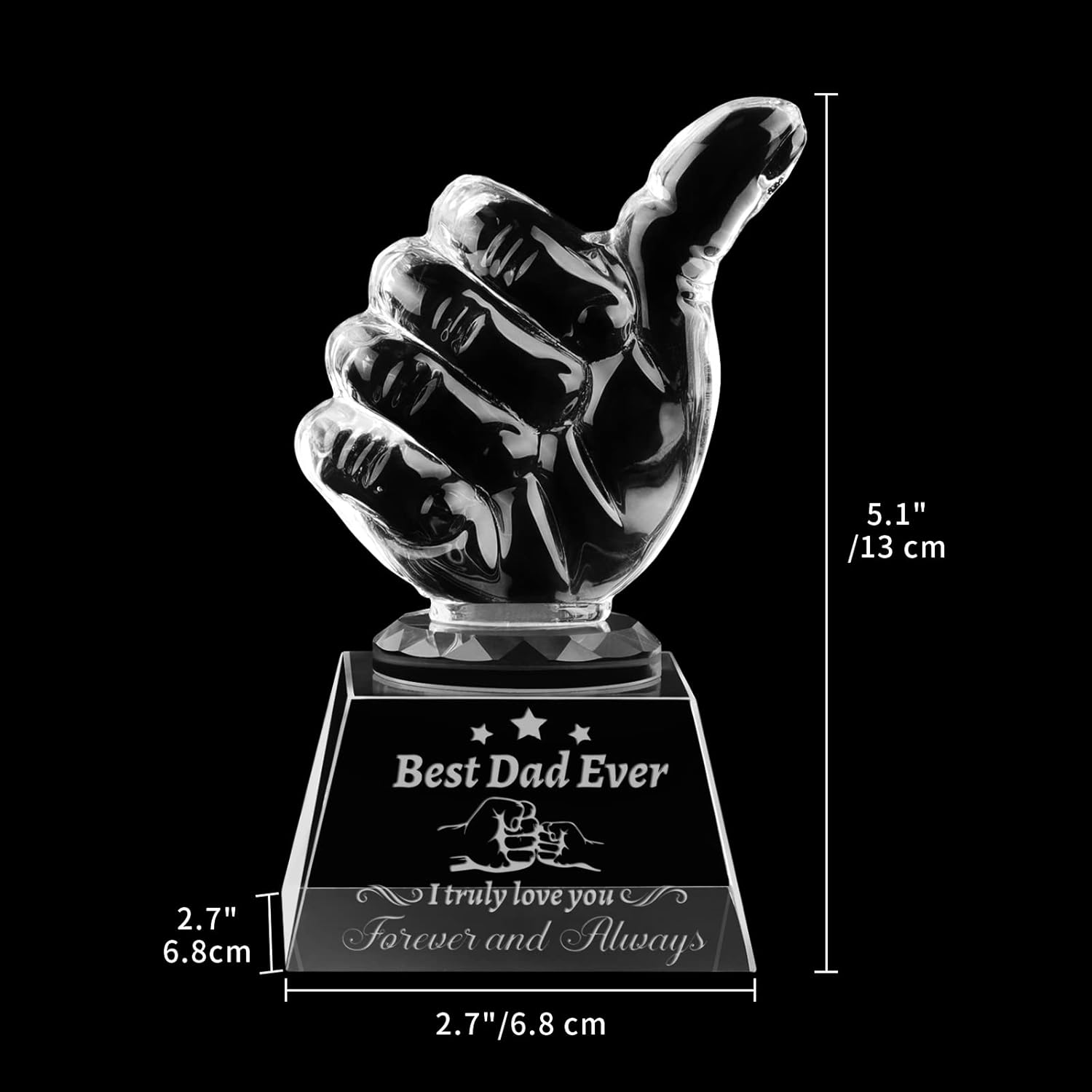 PRSTENLY Dad Gifts from Daughter Son, Dad Birthday Gifts for Men Crystal Ornaments Gift for Dads from Kids, Fathers Day for Dads Gift for Birthday Daddy Present Christmas - Image 2