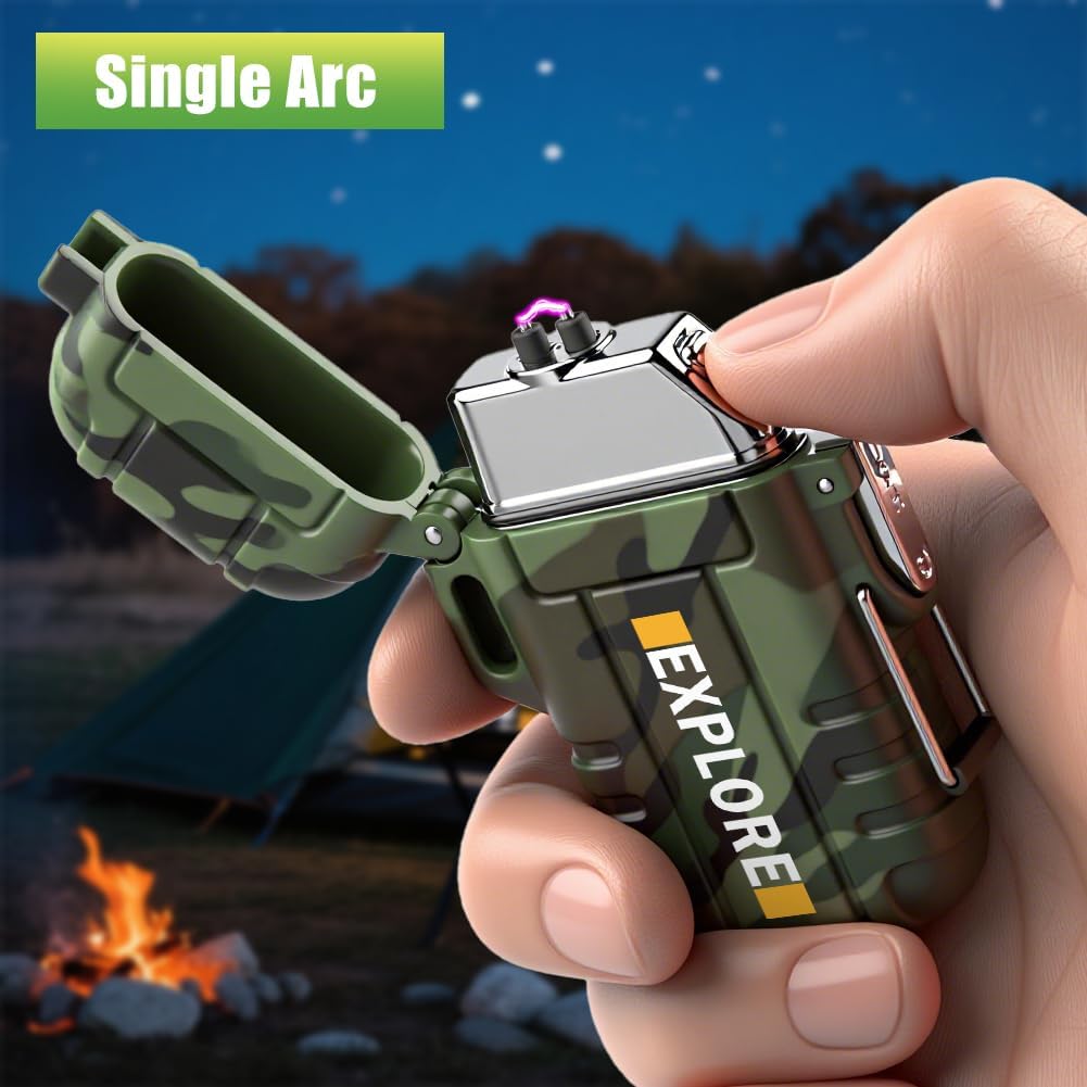 Electric Arc Plasma Lighter USB C Rechargeable, Flameless Windproof Lighter for Outdoor Camping and Hiking, Pocket Lighters for Men, Stocking Fillers for Men - Image 6