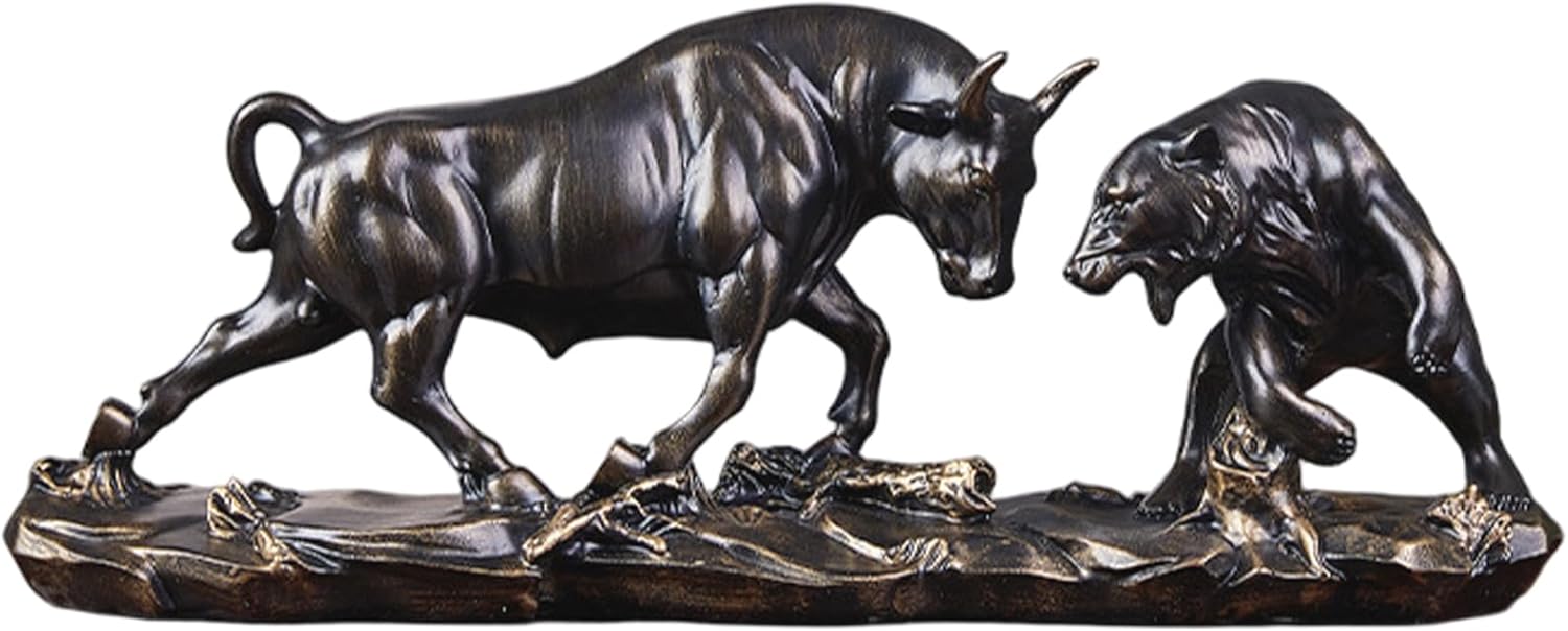 Bronze Wall Street Bull Statue - Finance Office Decor, Stock Market Gifts, Forex Trading Accessories, Inspirational Business Symbol for Investors & Traders