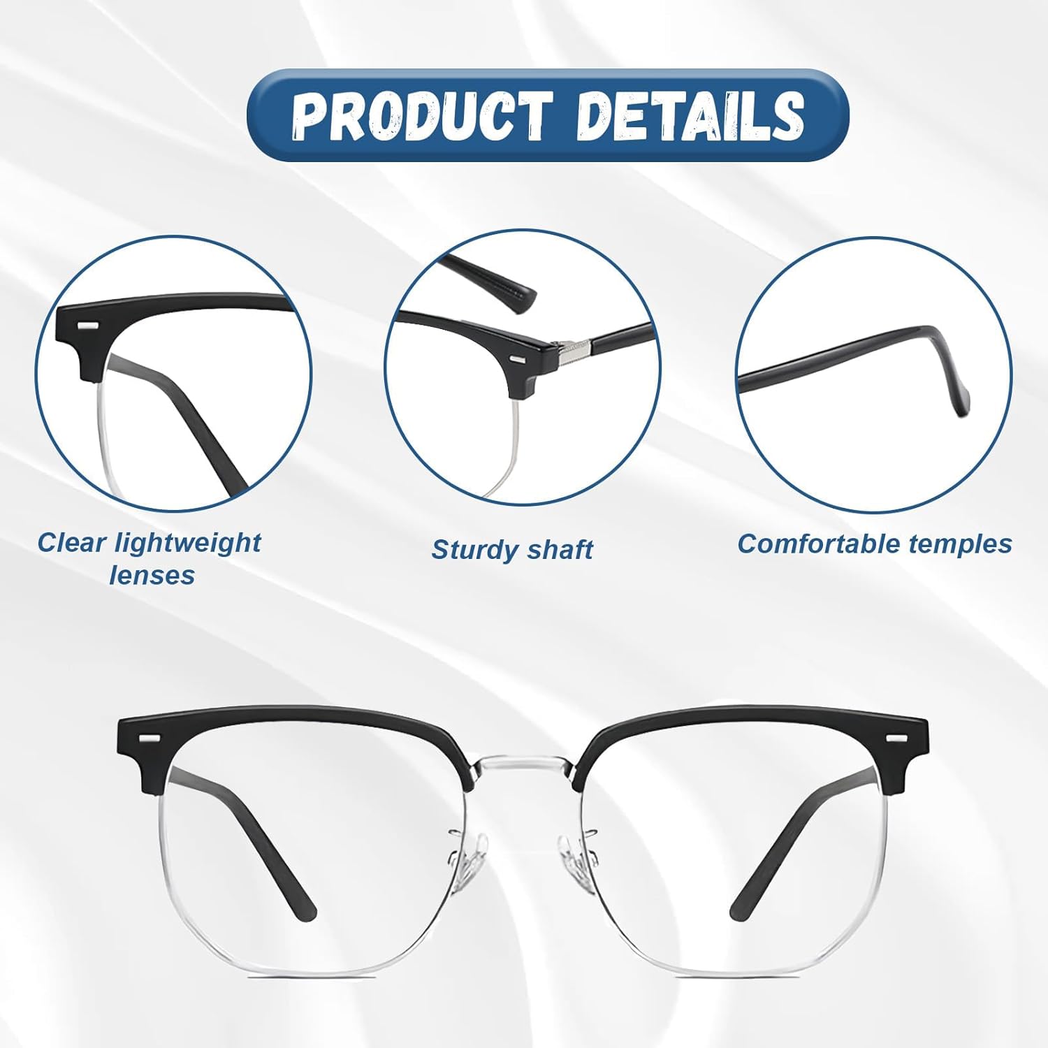 2-Piece Blue Light Blocking Glasses - Men & Women, Anti-Glare Gaming & Computer Glasses with Blue Light Filter - Image 3