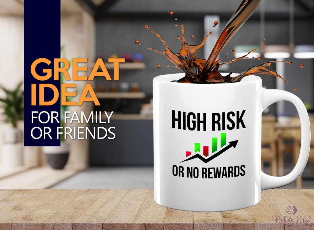 Stock Trader Coffee Mug 11oz White - High Risk Or No Rewards - Trading Buying Planner Office Investor Agent Hold Financial Markets Profit