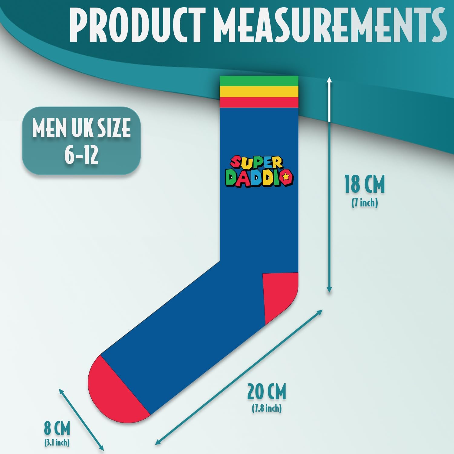 Super Daddio Funny Gifts for Dad Socks | Size 6-12 Cotton Best Daddy Socks Daddy Gifts from Daughter or Son for Xmas Birthday Fathers Day | Christmas Presents for Dad Stocking Fillers - Image 3