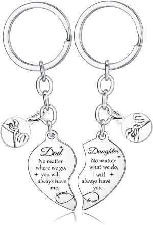 2 Pcs Dad Daughter Heart Matching K...