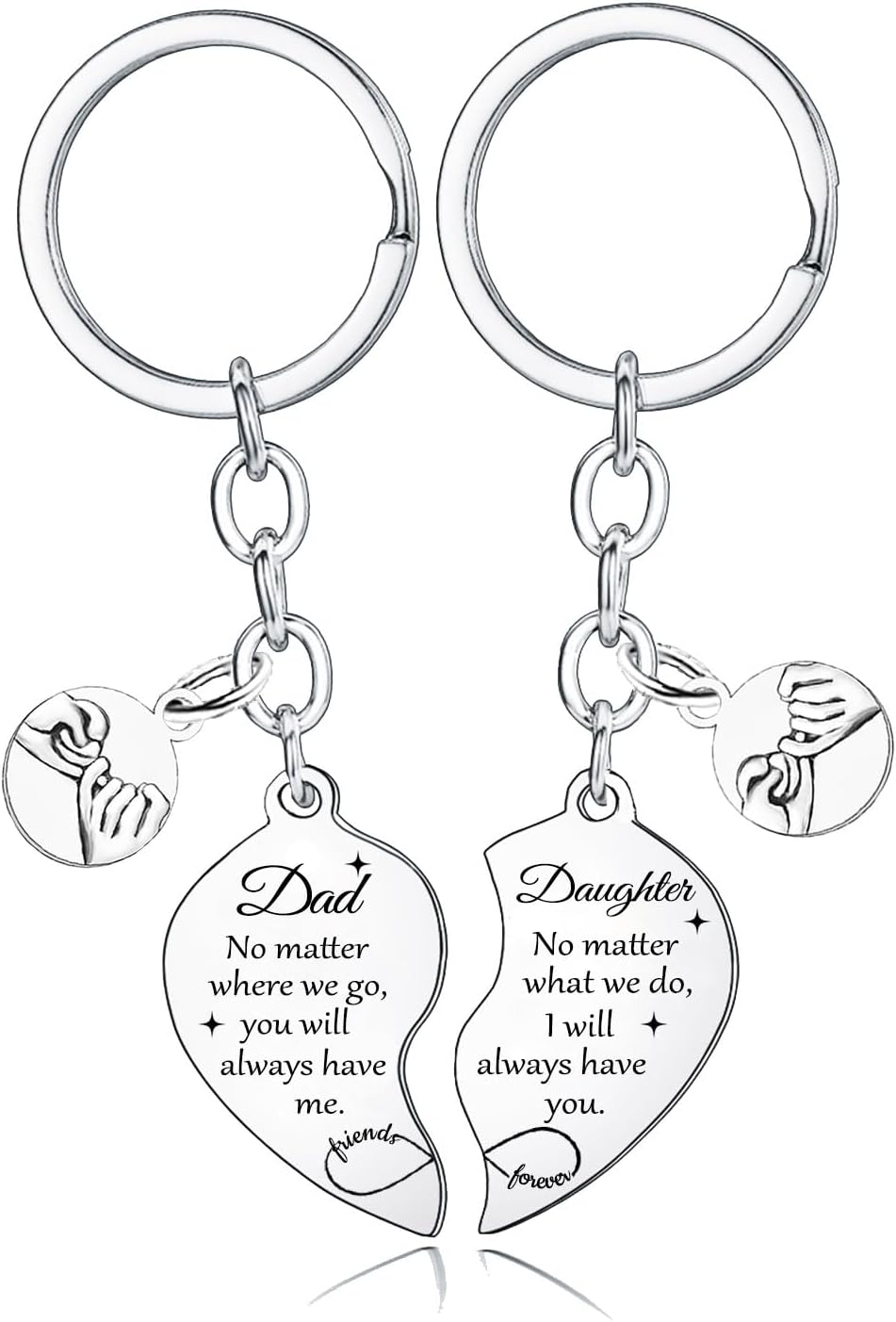 2 Pcs Dad Daughter Heart Matching Keyring Gifts For Daddy Father's Day Gifts Christmas Birthday Presents For Dad Daughter