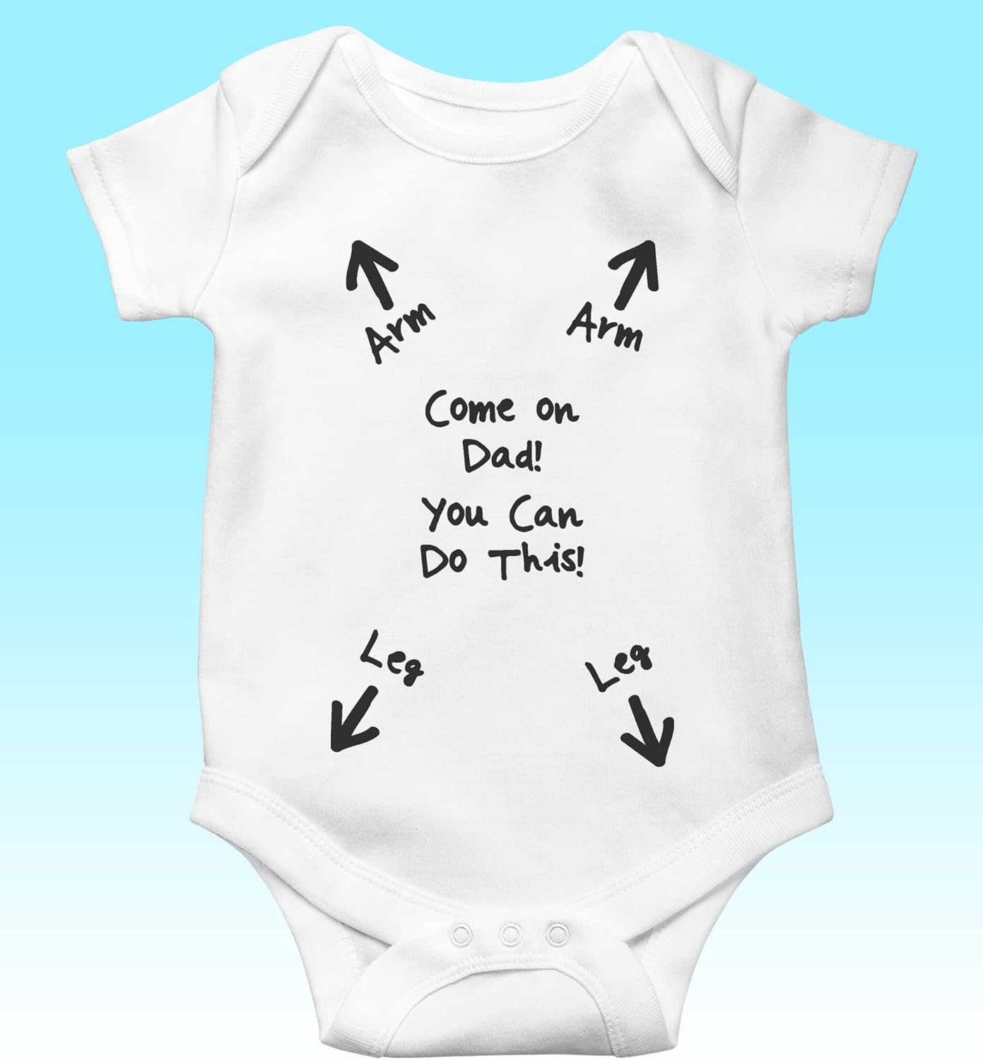 SMARTYPANTS Come On Dad! You Can Do This! Cute Funny Fun Cheer Instructions New Father Dad Dada Dressed Baby Clothes Short Sleeved Babygrow Bodysuit Onesie Vest Gift Present - Image 2