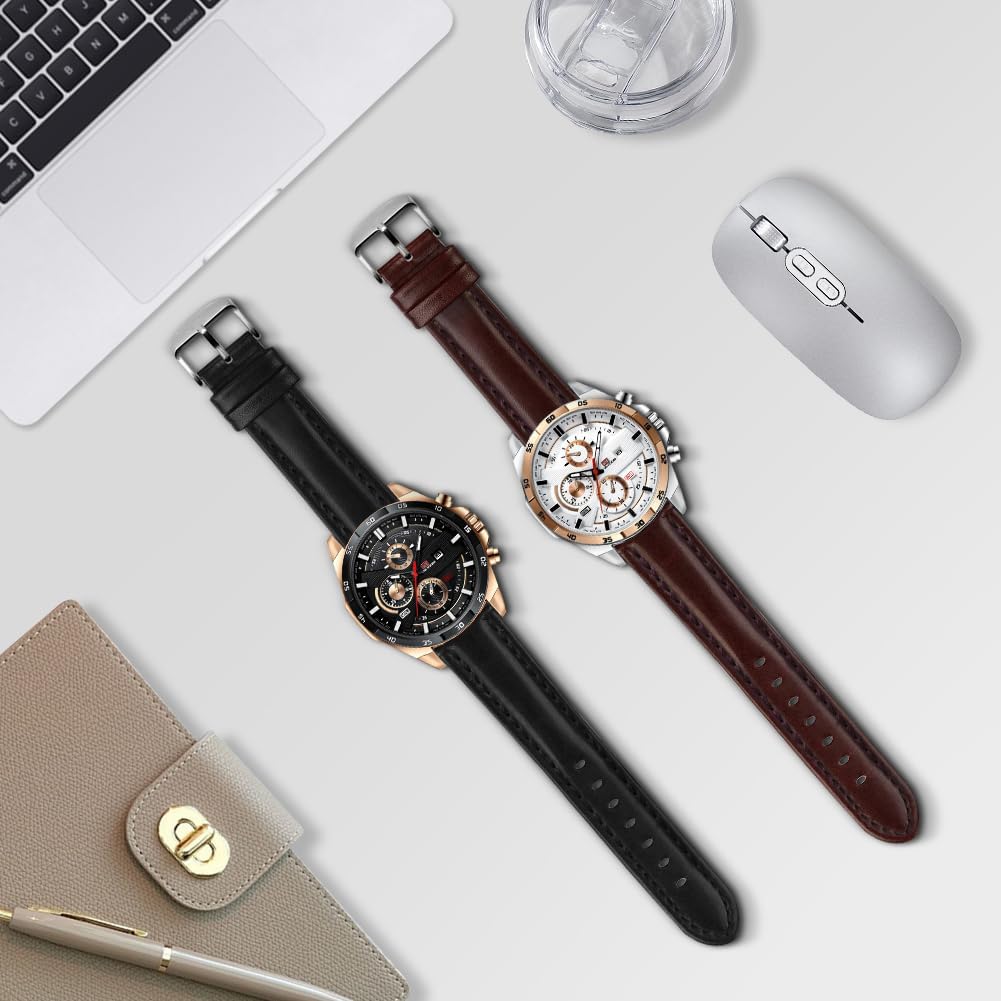 OFFCUP Mens Watches, 55MM Men's Chronograph Watch, Leather Analog Quartz Watch with Date Luminous, Business Casual Fashion Gents Wrist Watches Elegant Gift for Men - Image 6