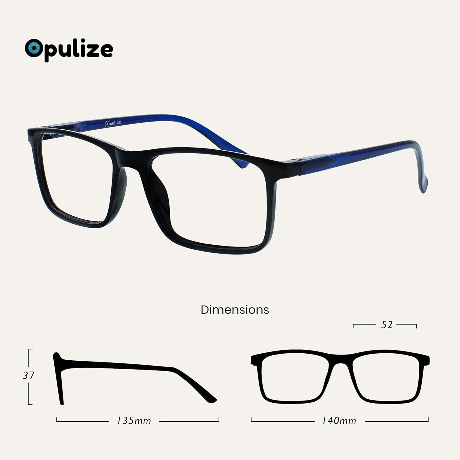 OPULIZE INK Reading Glasses - Value 2 Pack - Large Rectangular Frame - Spring Hinges - Scratch Resistant - Black Red - Mens Womens +1.50 - Image 2