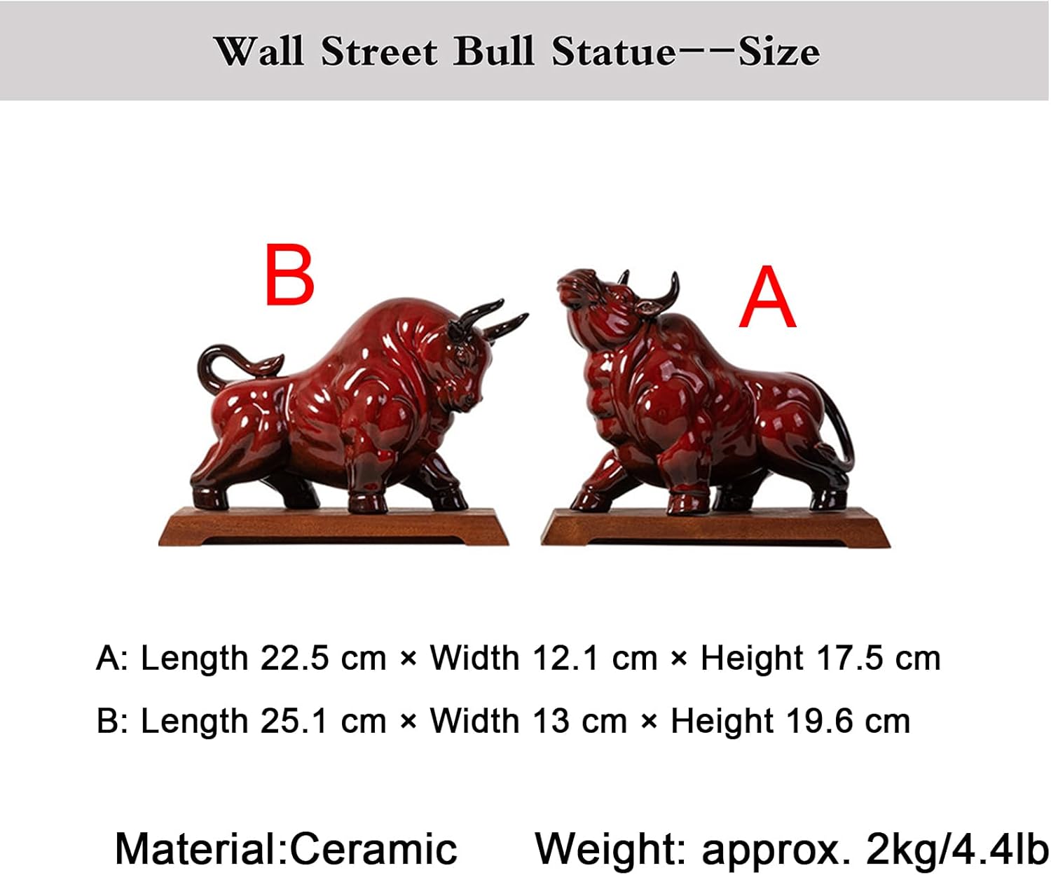 Wall Street Ceramic Bull Figurine - Wall Street Bull Statue - for Home Décor Stock Market (B) - Image 2