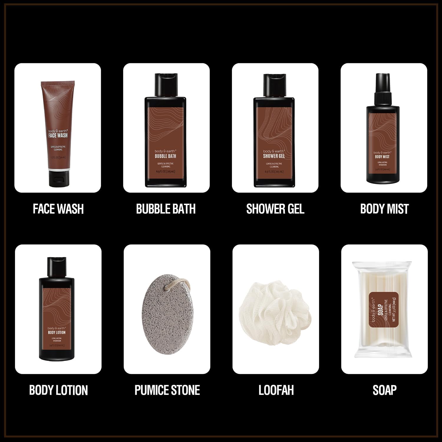 Bath and Body Gift Baskets for Men Body & Earth Sandalwood Mens Bath Set with Body Lotion, Face Wash, Shower Gel, Bubble Bath, Loofah & More, Gift Set for Men,Fathers Day Valentine Gifts Christmas - Image 3